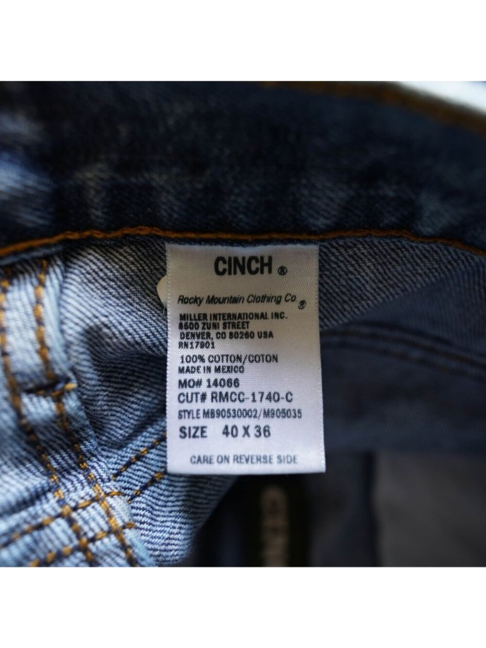 READ Cinch Jeans Mens Tag 40x36 Act 40x35 Blue Straight Leg Denim Denim Western - Picture 4 of 10